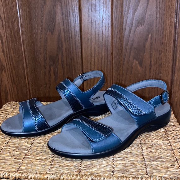 Nudu Navy SAS Leather Women’s Sandal Size 8.5 Narrow - Picture 7 of 16